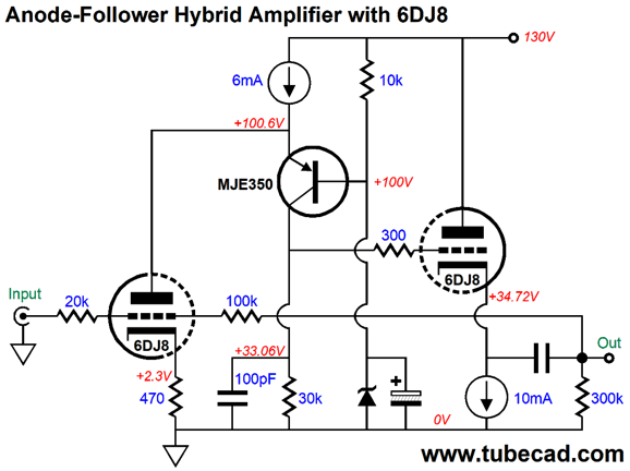 Tube 6DJ8/ECC88 Half-Diamond/ Anode-Follower Hybrid preamp or buffer |  diyAudio